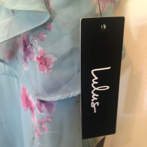 NWT Lulu's Take You There Mint Green Floral Print Maxi Dress sz L - Picture 9 of 16